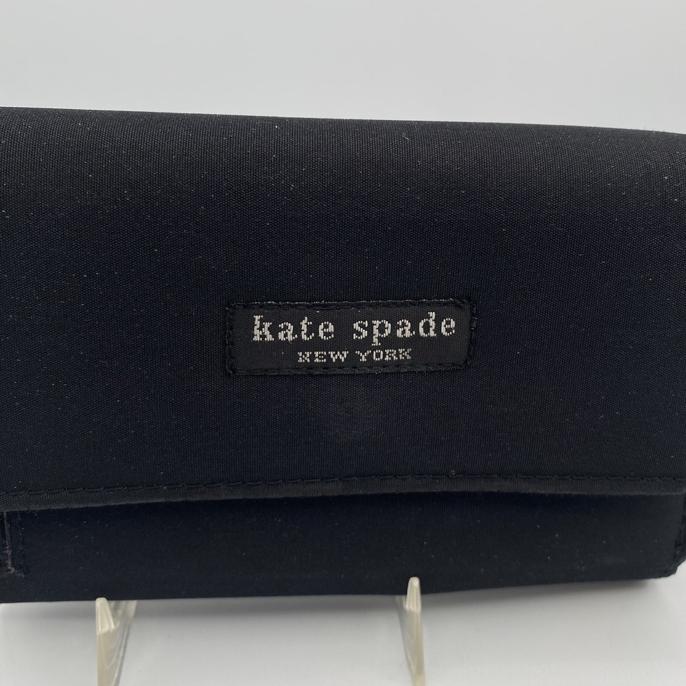 Kate Spade New York Tri-Fold Wallet Black With Silver Hardware - Picture 7 of 12